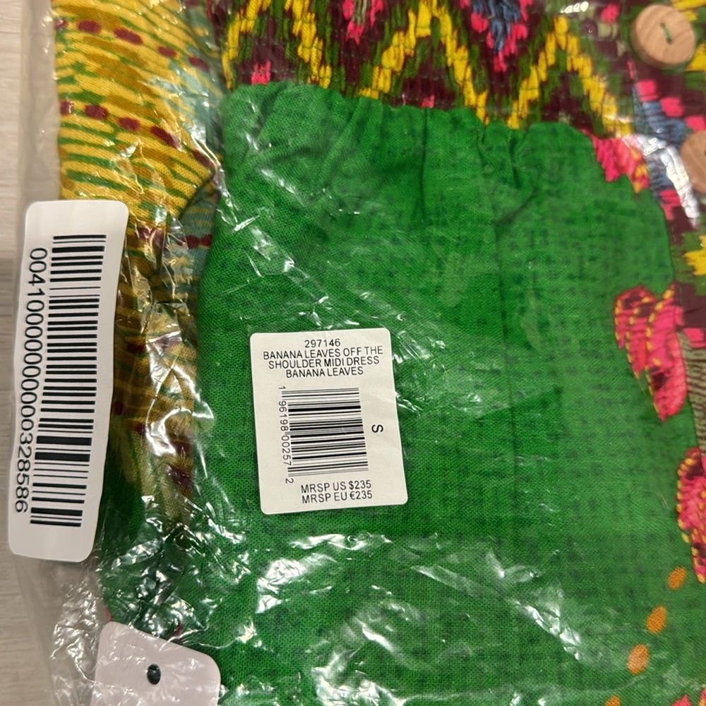 FARM Rio NWT Banana Leaves Off the Shoulder Midi Dress W/Belt and Puff Sleeves. - Picture 12 of 14